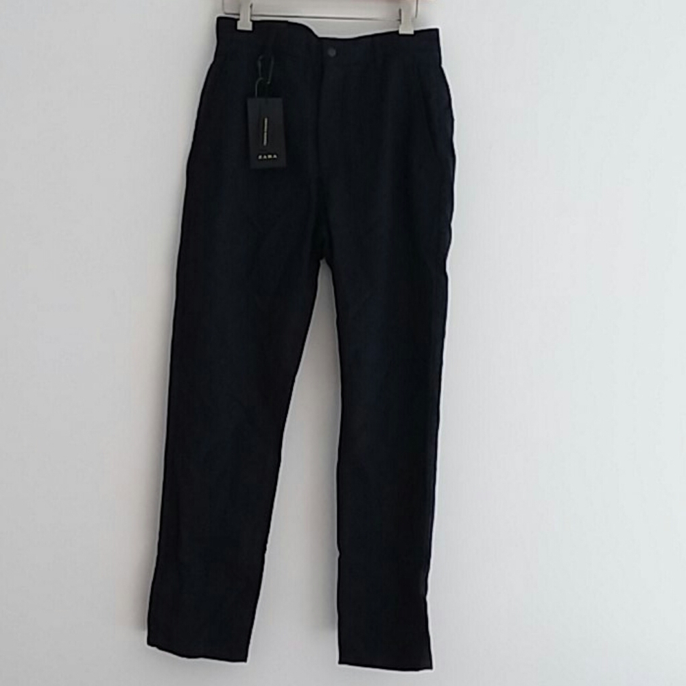 Zara Man 29 Sport Wool Blend Slim Pants Navy NWT